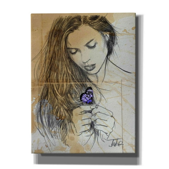 Epic Graffiti 'Blue Butterfly' by Loui Jover, Canvas, Wall Art, 12"x16"