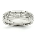 thumbnail image 1 of 925 Sterling Silver 6mm Greek Key Beveled Edge Ring Size 11.5 Wedding Fancy Classic, 1 of 10
