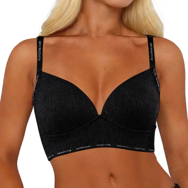 Sujetador Inalámbrico Ajustable de Color Sólido de las Mujeres de Cuatro Filas sin Costuras de Elevación Soporte Suave para la Moda Cotidiana
