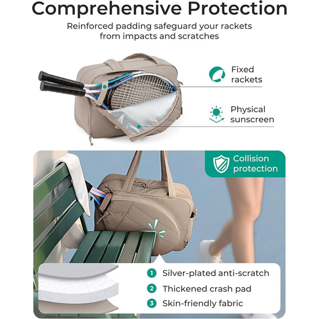 Tennis Backpack For Women Men Lightweight Design With 2 Racket Compartments, Adjustable Straps & Shoe Storage