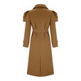 thumbnail image 5 of UYISJ Trench Coat for Women Fall Jackets Double Breasted Long Coat Long Puff Sleeve Classic Lapel Slim Fit Overcoat with Belt Coffee M, 5 of 7