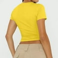 thumbnail image 5 of LISTHA Crop Tops for Women Trendy Short Sleeve Tight Workout Crew Neck Cropped T Shirts Slim Fit Basic Going Out Shirt Yellow XL, 5 of 7