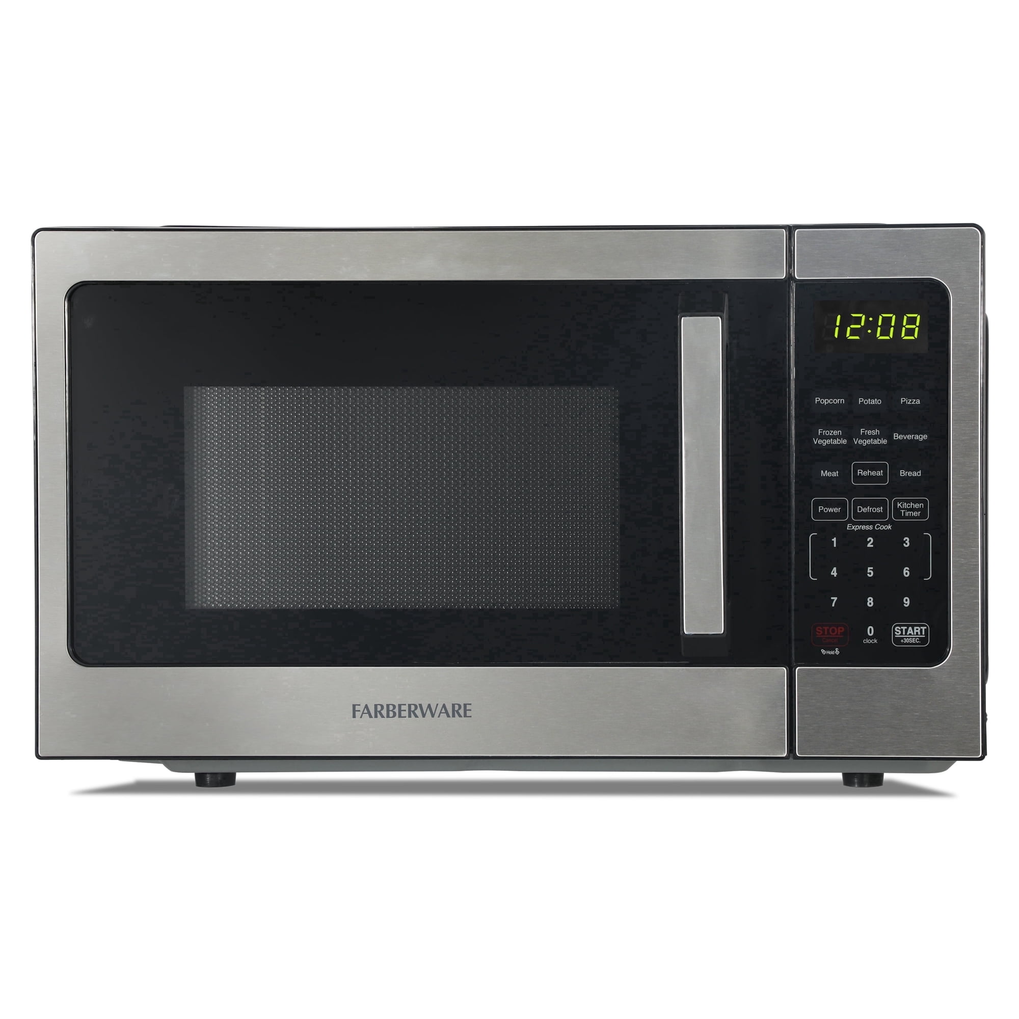 Farberware 0.9 cu ft Microwave Oven, 900W Countertop Microwave Oven with 8 Auto Cook Settings, Stainless Steel
