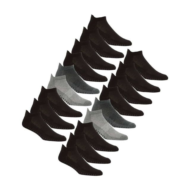 Mens Quarter Gym Socks | Sock Snob | 9, 18, 36 Pairs | Trainer Socks with Rubber Grips on Bottom