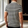 thumbnail image 6 of Mens Polo Shirts Loose Bussiness Striped Shirt Cotton Moisture Wicking Classic Collared Casual Golf Shirts for Middle-aged Size M-4XL Black, 6 of 9