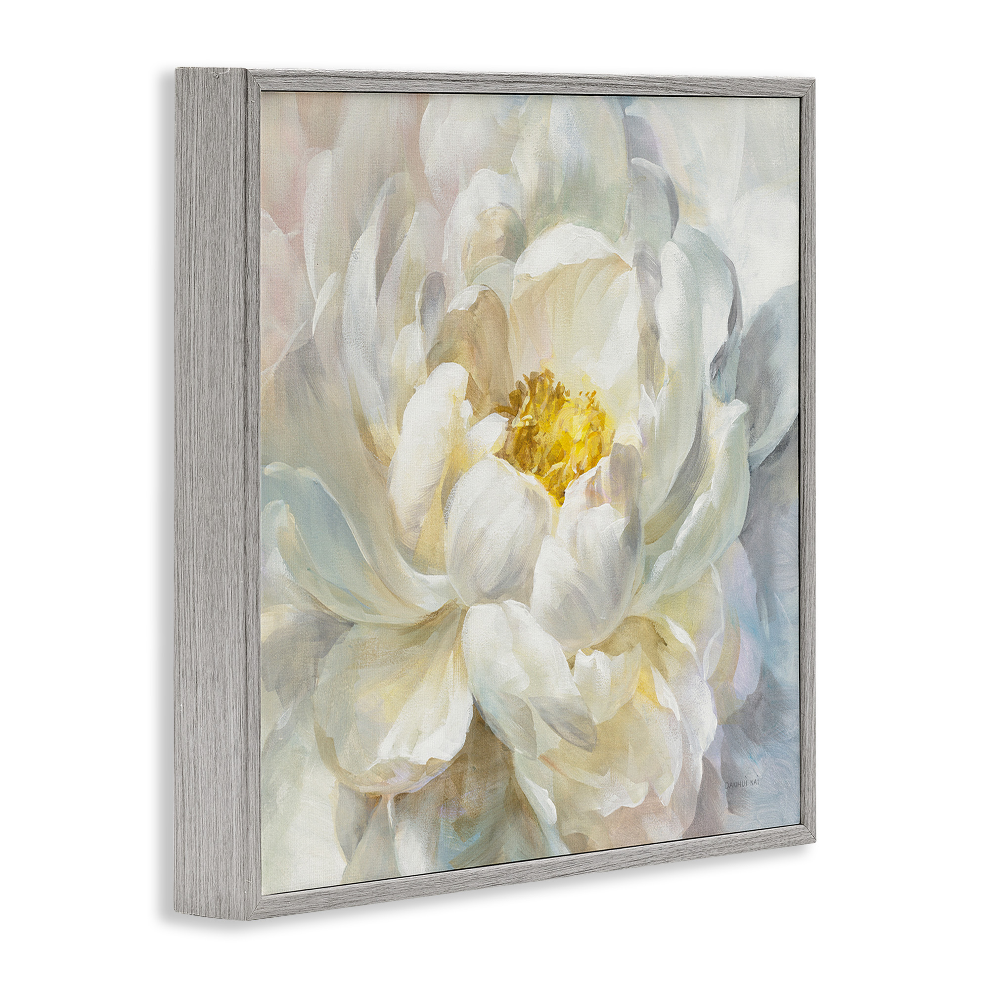 Stupell Industries Delicate Flower Petals Painting Botanical & Floral Painting Gray Framed Art Print Wall Art, 17 x 17