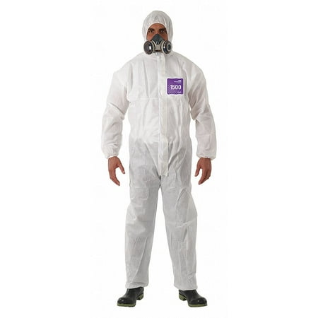 Ansell Hooded Coverall,Elastic,White,L,PK25 WH15-S-92-101-04