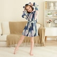 thumbnail image 3 of FORMRS Niños Bathrobe Unisex Hooded Robe Soft Plush Pajamas Sleepwear, Size 10-12T, Pink Stripes, 3 of 7
