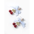 thumbnail image 4 of Way to Celebrate Americana Gingham Bow Cherry Earrings, 4 of 4