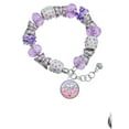 thumbnail image 2 of Delight Jewelry Silvertone Domed Multi Color OT Purple Butterfly Bead Charm Bracelet, 7"+1" Extender, 2 of 5