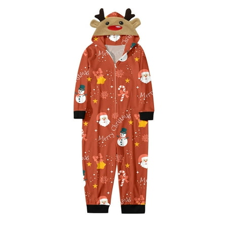 

Family Matching Clothing Men Dad Merry Christmas Printed Hooded Zipper Jumpsuit Matching Clothing Set