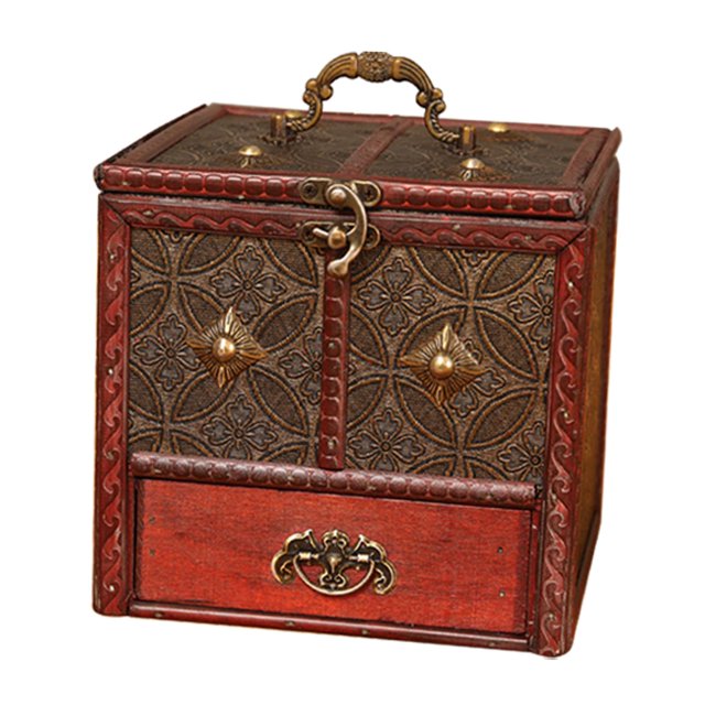 Caja de Almacenamiento de Madera, Caja Organizadora Antiguas de Estilo Chino Retro, Caja de Baratija, Caja de Almacenamiento para Mu , moneda Baoblaze caja de almacenamiento de joyas