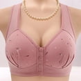 thumbnail image 3 of Lisa Charm Front Closure Bras Front Snaps Solid Color Wirefree Support Full Figure Bra Wide Shoulder Vest Soft Cup Breathable Plus Size Bras for Women Rose Gold-2 36, 3 of 3