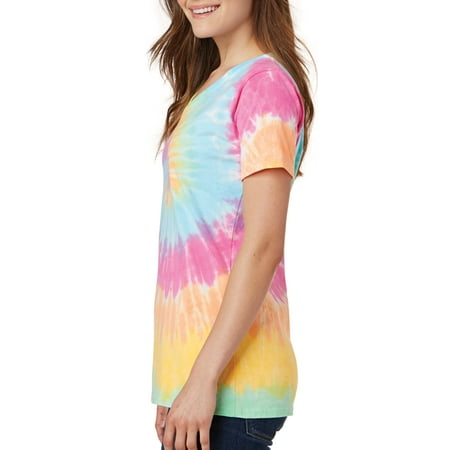 Buy Cool Shirts - Ladies Pastel Rainbow V-neck Tie Dye Tee Shirt - 3XL ...