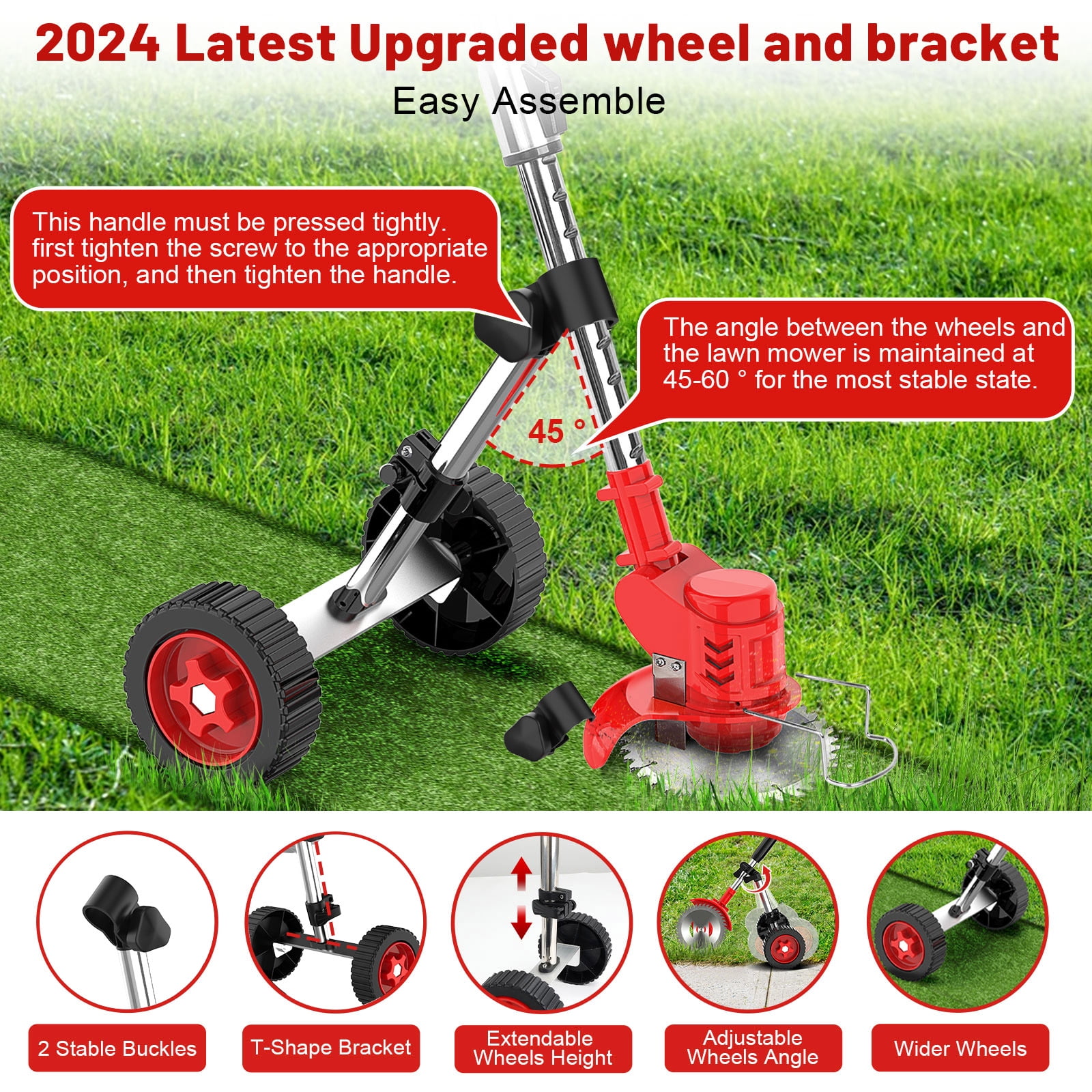 Weed Eaters Cordless with 2025 Upgraded Wheels, Tanbaby 3-in-1 Battery Powered, 6 inch Grass Trimmer & String Trimmer/Edger Kit for Lawn Garden Trimming