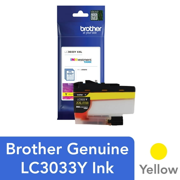 Brother Genuine LC3033Y, Single Pack Super High-yield Yellow INKvestment Tank Ink Cartridge, Page Yield Up To 1,500 Pages, LC3033