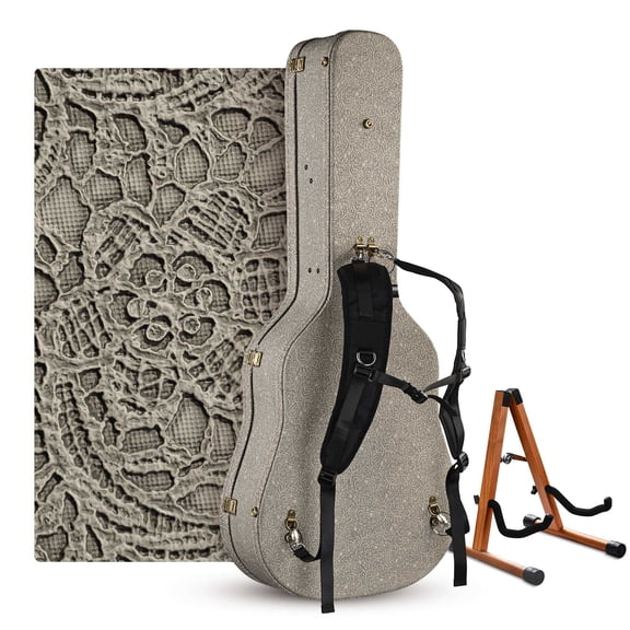 Yescom Acoustic Guitar Hard Case with Folding Stand Backpack Strap & Folding Stand Fits 40" 41" Dreadnought, 2026 Exclusive Edition Rococo GainsBoro