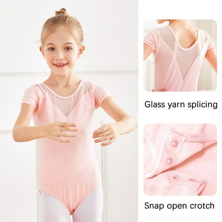 

Leutsin Baby Girls Children s Dance Clothes Summer Short Sleeves Training Clothes Ballet One-piece Performance Clothes
