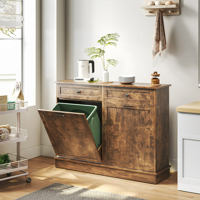 Pull Out Trash Can Drawer Hides Garbage in your Kitchen - Dimensions In Wood