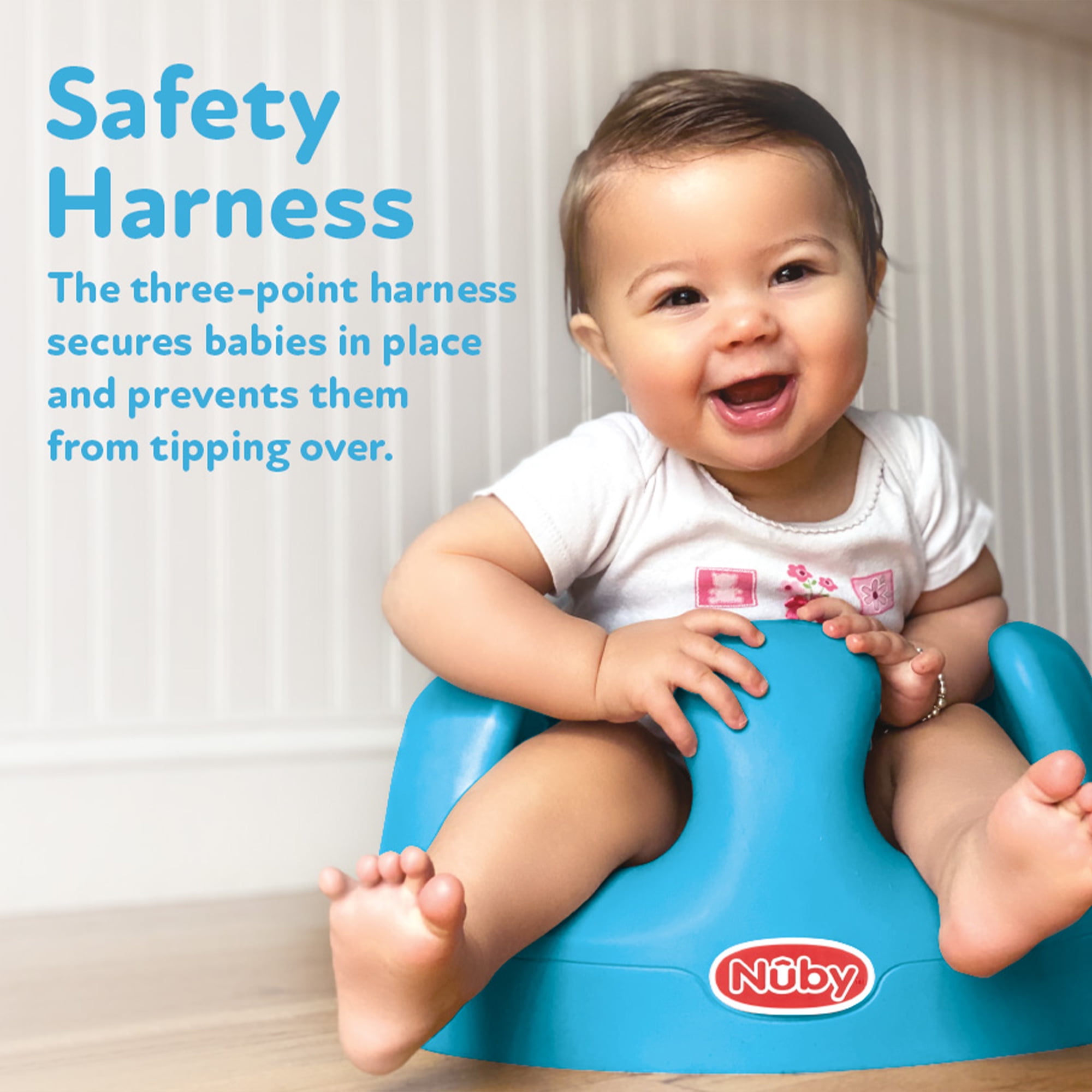 Nuby My Baby Seat, Foam Booster Seat with 3-Point Harness, Blue