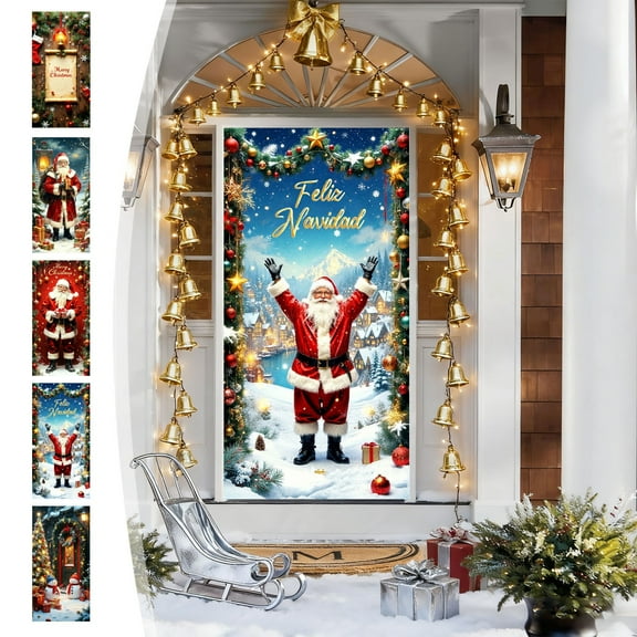 Christmas Door Cover under $5! CQCYD Christmas Door Cover Doors Decorations Christmas Ball Door Cover Front Doors Decorations for Xmas New Year Holiday House Porch Sign Supplies