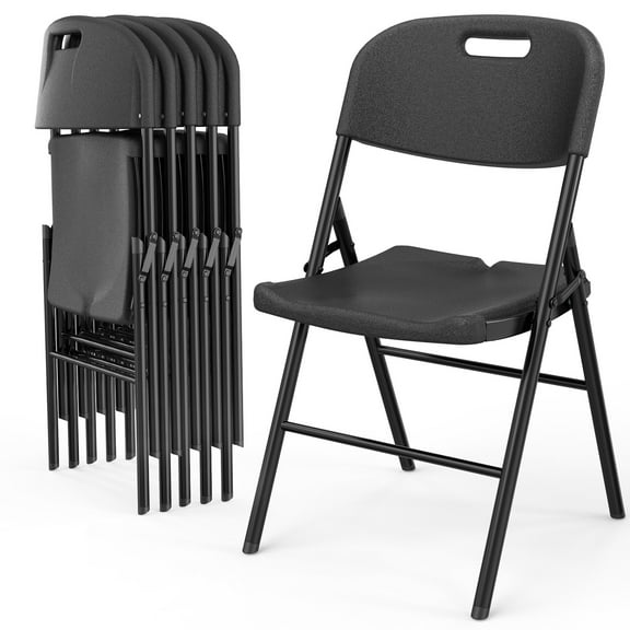 UBesGoo 6 Pack Folding Plastic Chair, Indoor Outdoor Stackable Seat,Black