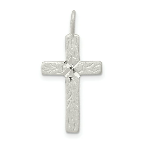 925 Sterling Silver Diamond-Cut Cross Shaped Pendant