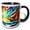 Black/White, variant on 3drose, Tall Ship Digital Art. Scooner Chases the Setting Sun at Open Sea, 11oz Two-tone Yellow Mug
