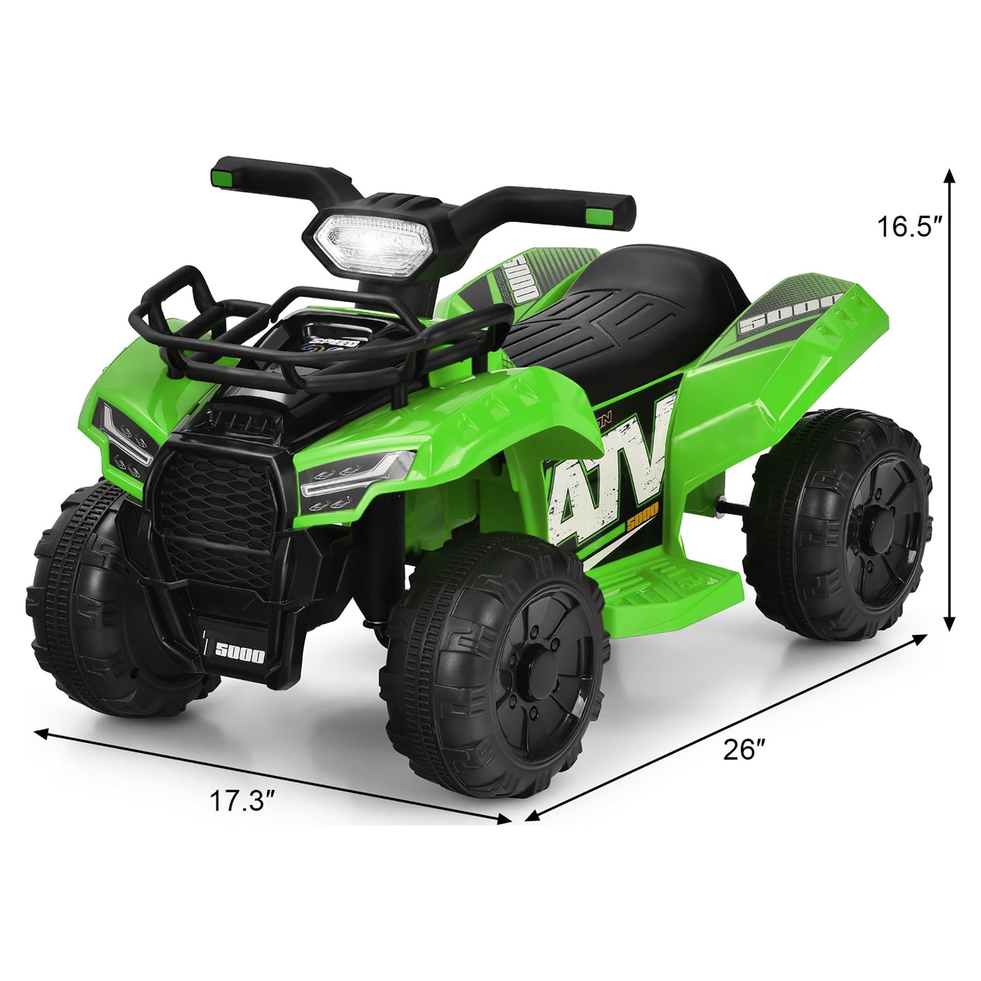 Costway 6V Kids ATV Quad Electric Ride On Car Toy Toddler with LED Light MP3 Green