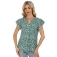 thumbnail image 3 of Sexy Dance Womens Tops Dressy Floral Short Sleeve T-Shirts Trendy Ruffle Loose V-Neck Tunic Tops Beach Boho Casual Tee, 3 of 7