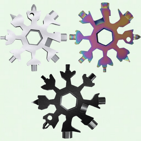 Snowflake Multitool 18-in-1 Stainless Steel Snowflake Tool Compact and Portable Stocking Stuffers for Men