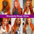 thumbnail image 4 of Perruque en Dentelle Frontale orange Cheveux Raides Perruques en Cheveux Humains Tête Droite, 4 of 10