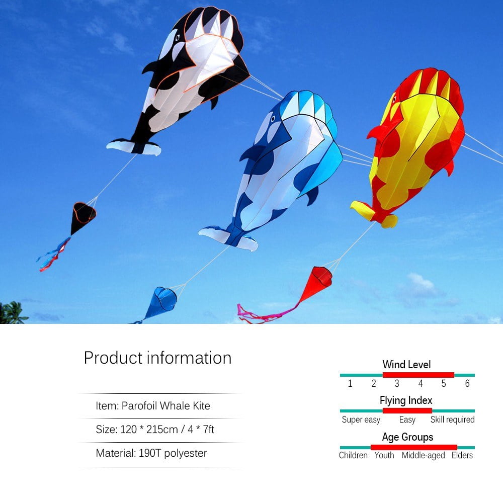 Frameless 3D Soft Wing Giant Whale Kite for Outdoor Fun