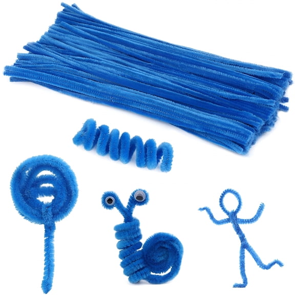 CCOCC 100 Pieces Pipe Cleaners Chenille Stem,Solid Color Pipe Cleaners Set for Pipe Cleaners DIY Arts Crafts Decorations,Chenille Stems Pipe Cleaners (Lake Blue)