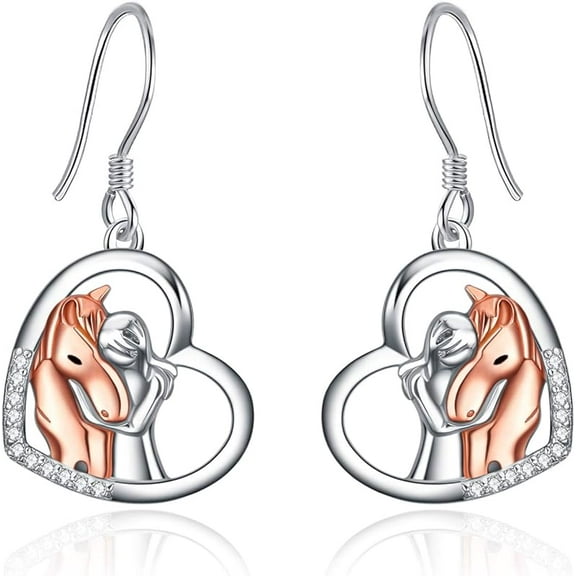 Rose Gold Horse Earrings Jewellery Sterling Silver Animal  Earrings Women  Embrace Horse Gift for Women