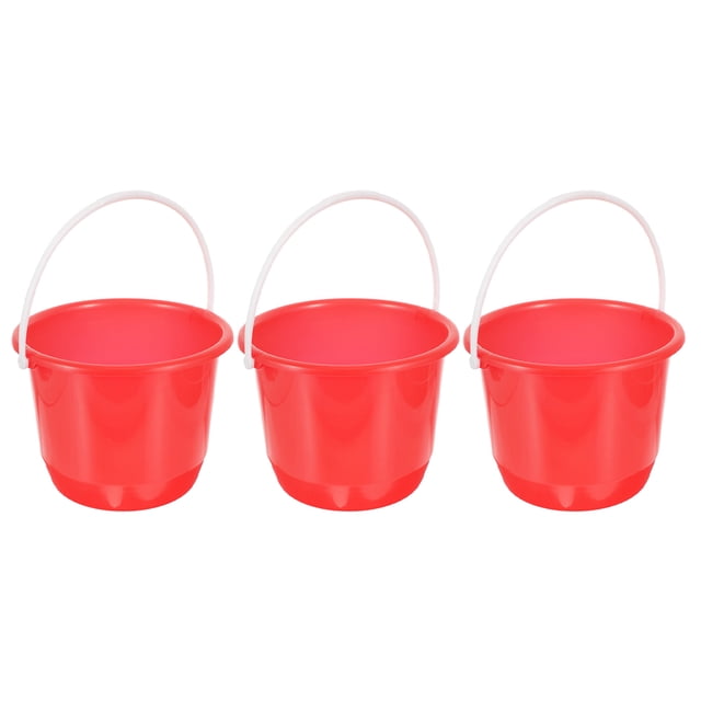 Moluckfu 3Ud Cubo Pequeño Rojo Con Asa Para Limpieza Y Jardín Plástico Duradero Y Fácil De Transportar