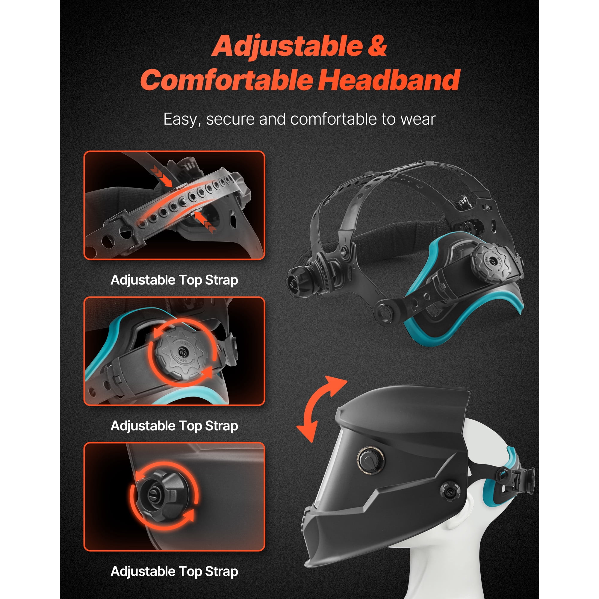 KFFKFF Auto Darkening Welding Helmet, 3.94" x 2.34" True Color Viewing Area, Solar-Powered Mask with 4 Arc Sensors, Adjustable Shade Range 4/5-9/9-13 for TIG, MIG, ARC Welding, Grinding