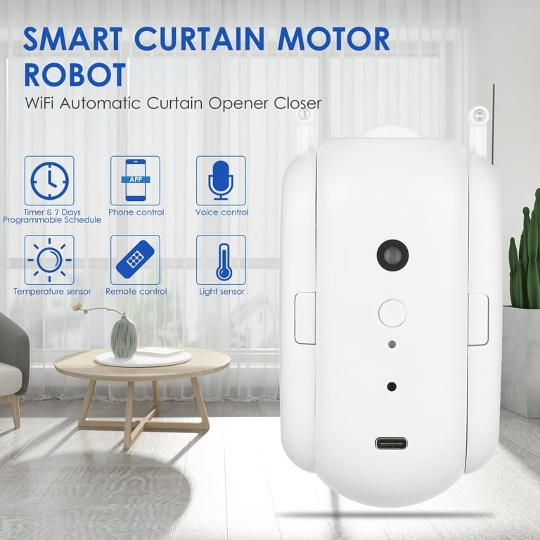 MABOTO Wifi Automatic Curtain Opener Closer Robot Wireless Smart Curtain  Motor Timer Voice Control Smart Home Automation Device For Curtain Track  Rod