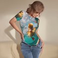 thumbnail image 3 of Pofeuu Underwater Swimming Duck Print Short Sleeve Body Suits Women Round Neck Bodysuits for Women Onesie Adult Set Body Suit-Medium, 3 of 7