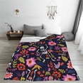 thumbnail image 5 of Salouo Dancing Skeletons Floral Garden Print Bed Blankets,Flannel Blanket Comfortable Air Conditioning Blanket Lightweight Blanket for Sofa Bed Travel & Couch -80"x60", 5 of 8