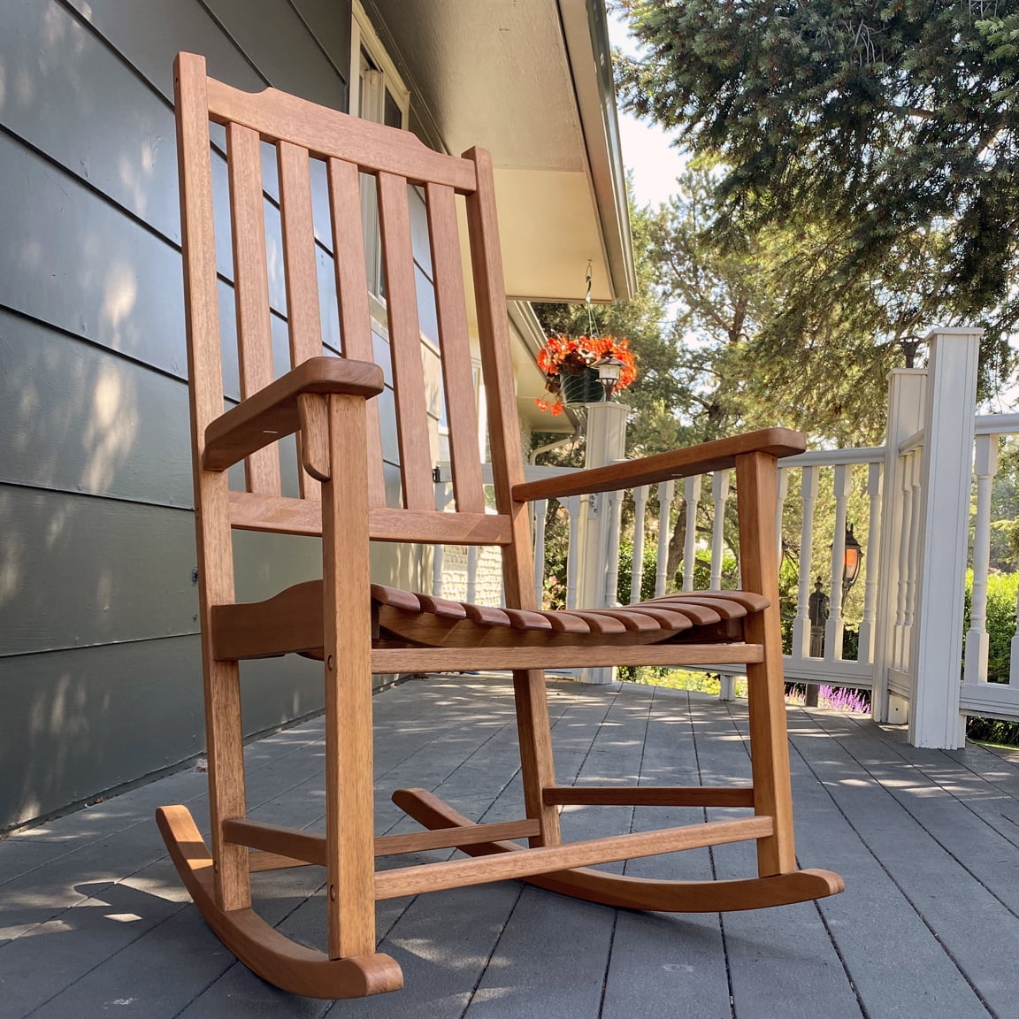 wooden garden rocking seat