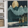 thumbnail image 5 of 4 Pcs Shower Curtain Sets Illustration of Mountains, Trees And Lake in The Moonlight Rug Toilet Lid Cover And Non-Slip U Shape Mat Mountain Landscape Boho Colorful Abstract Farmhouse Bathroom Set, 5 of 8