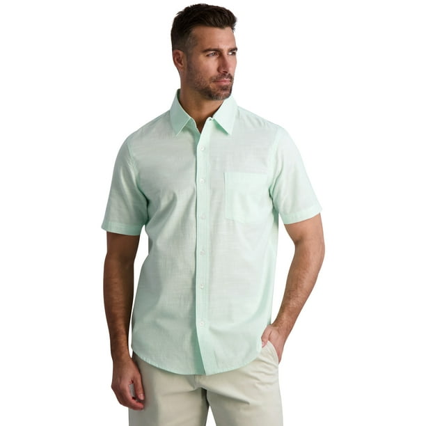 Chaps Men's Short Sleeve Coastland Wash Chambray Button Up Shirt - Size ...