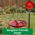 thumbnail image 4 of Backyard Essentials Bird Bath Hanging Birdbath Cardinal Red for Bird Feeders, 4 of 9