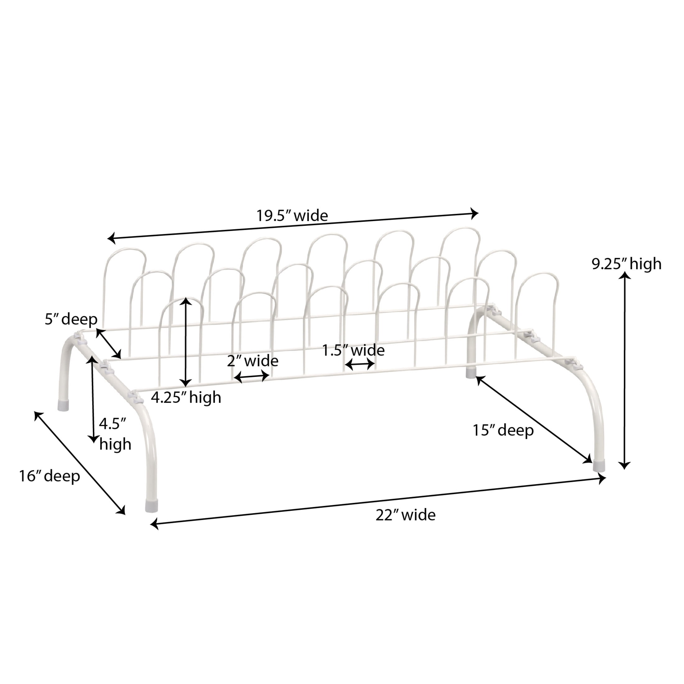 Household Essentials 9-Pair Metal Wire Shoe Rack, White/Off-White