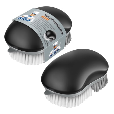 MR.Siga Fruit and Vegetable Cleaning Brush with Non Slip Comfortable Grip Pack of 2 Black
