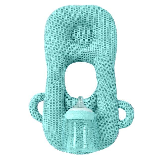 Cojín de autoalimentación para bebé, almohada de lactancia de fibra reciclada transpirable multifuncional, soporte para biberón verde