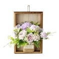 thumbnail image 1 of Flor artificial con decoración para puerta. Flor artificial en marco de madera para la casa. violeta, 1 of 9
