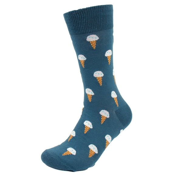 Urban-Peacock Men's Novelty Fun Socks - Ice Cream Cones - Blue - 1 Pair