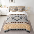 thumbnail image 3 of Manfei Tribal Aztec Adult Twin Bedding Sets 7-Piece, Wheat Grey Triangle Bedding Comforter Set, Vintage Western Bohemian Reversible Sheet Sets, Breathable Home Decor, 3 of 8